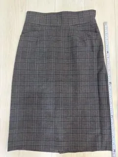 ユナイテッドアローズ　ダークブラウン チェック柄 タイトスカート