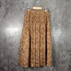 ✨Leilian✨レリアン♡花柄ロングプリーツスカート♡ベージュブラウン(9)