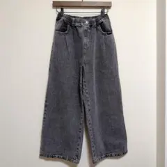 ラブラビLOVERABBY デニムタックワイドパンツ ブラック 150㎝