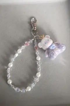 クマのチャーム付きストラップ ハンドメイド