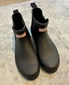 HUNTER ブラック サイドゴアレインブーツ
