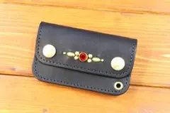 スタッズ　ミニトラッカーウォレット　栃木レザー使用