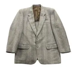 8LA1 テーラードジャケット　チェック柄　ブラウン　クラシカル　日本製　古着