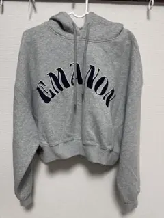 EMANON ロゴ クロップドパーカー グレー