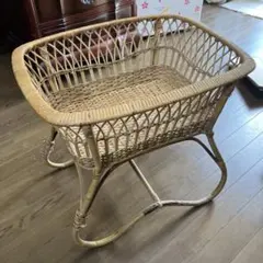脱衣かご　ラタン　古道具　昭和レトロ ランドリーラック