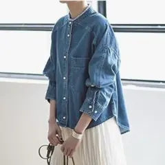 BLANC basque ブランバスク　パールボタンデニムシャツ　ブルー　38