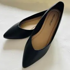 PICCADILLY ピカジリーポインテッドフラットバレエ23.5cmブラック黒