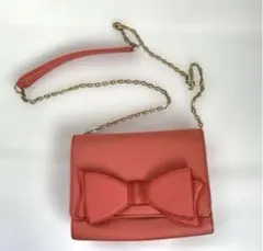 feroux リボンデザイン ショルダーバッグ　オレンジ　持ち手自由調整