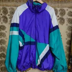 古着 SANTA カラーブロック ナイロンジャケット