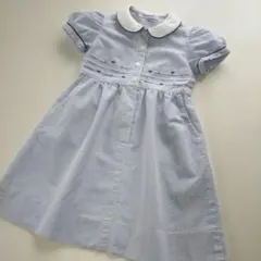 美品★2021SS★110cm familiar 襟付きストライプ半袖ワンピース