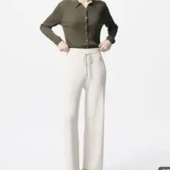 UNIQLO ウォシャブルリブニットパンツ ブラウン