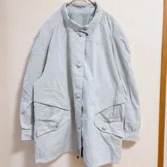 くすみブルー くるみボタン オーバーサイズ ミドル丈コート【L～XL】のサムネイル