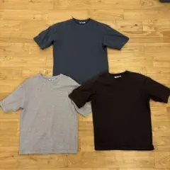 エアリズム　コットン　オーバーサイズT ボーダー　5部袖　S M L ブラウン