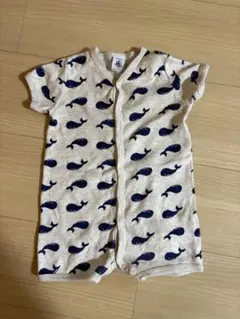 【Petit Bateau】クジラ柄ロンパース