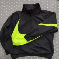 NIKE ナイロンジャケット ハーフジップ パーカー 黒 ネオンイエロー Mのサムネイル