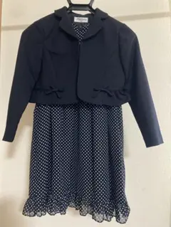 ネイビー ジャケット付き ドット柄ワンピース　130cm