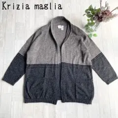 【クリツィアマグリア】イタリア製カシミヤ モヘヤ混　ショールカラーカーディガンL