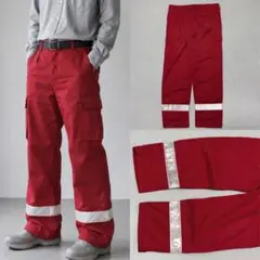 90s Euro Work カーゴパンツ リフレクター ベルクロ レッド テックのサムネイル