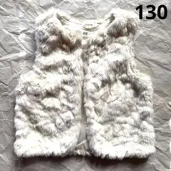 H&M ホワイトファーベスト130