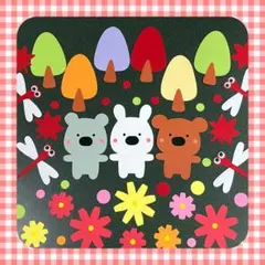 壁面飾り　秋　紅葉　くま　うさぎ　とんぼ　コスモス　10月　11月　1011
