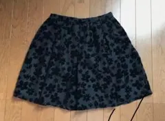 Rirandture フレアスカート　シアー　オーガンジー　フロッキー　花柄　黒