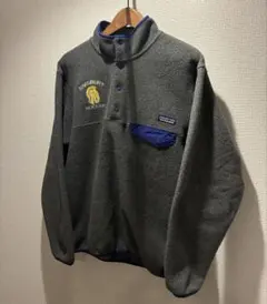 patagonia スナップT フリース グレーxブルー S 刺繍有 パタゴニア