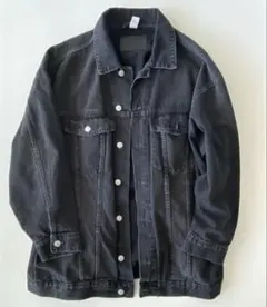 H&M デニムジャケット オーバーサイズ ダメージ加工 Lサイズ ブラック