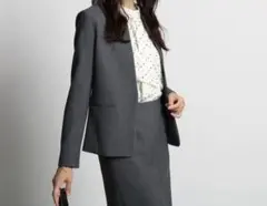 インディヴィindiviセットアップスーツ38グレー9号ジャケットタイトスカート