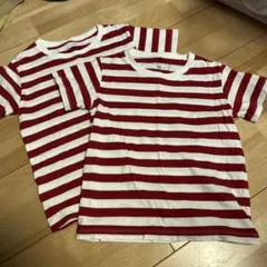 無印良品 レッドとホワイト ボーダーTシャツ 120cm 綿100%