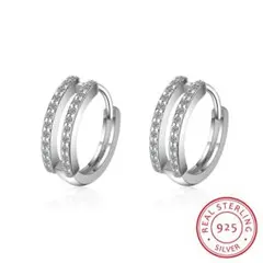 9 mm ダブル リング フープ ピアス シルバー925 保存袋付 C362-2