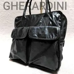 GHERARDINI　ミニトート　黒　ソフティ　 総柄　Wポケット
