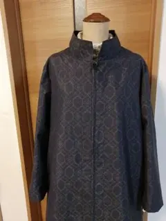 着物リメイク前ファスナーコート裏なし/大島紬、M〜Lサイズ