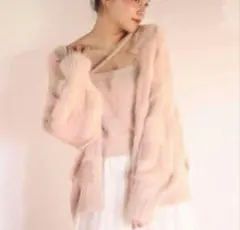 新品　muguet shaggy knit ensemble baby pink