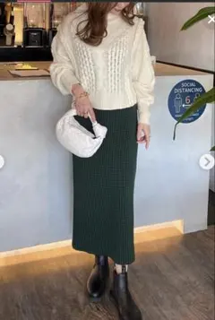 未使用タグ付きGU ダブルジャガードチェックニットスカートLサイズ