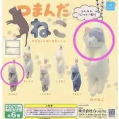 つまんだねこ　マスコットボールチェーン　みけねこ　きじねこ2点セット　ガチャ