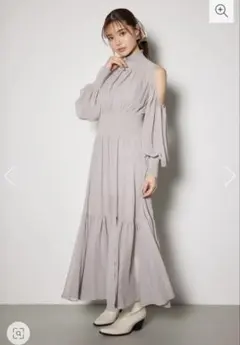 ☆新品タグ付き　rienda knitコンビスリットフレアワンピース