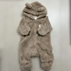 クマ耳付きフリースロンパース 70cm