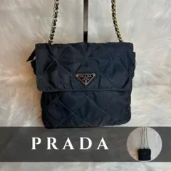 PRADA キルティング チェーン ショルダーバッグ ネイビーのサムネイル