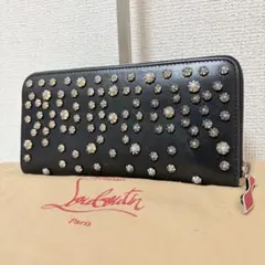 ✨美品✨ルブタン 長財布 ラウンドジップ スタッズ パネトーネ シボ革