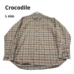 Crocodile 長袖シャツ チェック柄 ベージュ　春夏コーデ