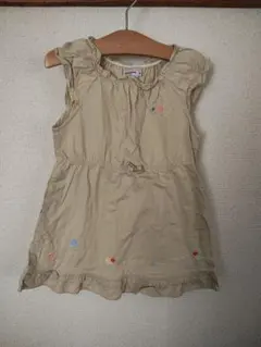 USED★ベージュ ノースリーブワンピース 110cm③-11