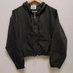 モスグリーン　フード付き クロップドジャケット
