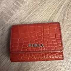 FURLA クロコダイル型押し三つ折り財布