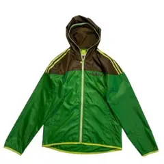 Adidas neo フルジップ ナイロンパーカー 黄緑 こげ茶 茶色