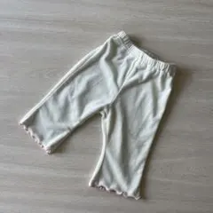 ホワイト　白　フリル裾パンツ 60-70cm