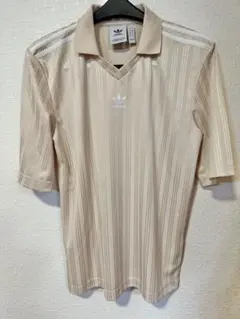 adidas ストライプポロシャツ Mサイズ ベージュ