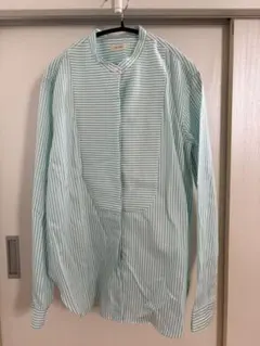 DES PRÉS グリーンストライプ 長袖シャツ