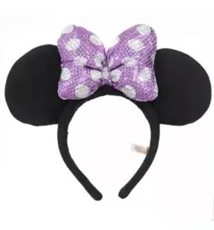 ミニーカチューシャ【パープル】黒と紫の水玉