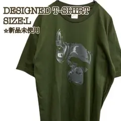 ☆新品 Tシャツ オリーブ ヘッドホン チンパンジー ビッグプリント L