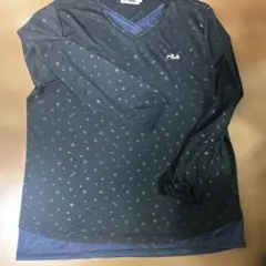 大特価！FILA テニスウェア 長袖 星柄 ブラック3L 【上下セット】のサムネイル